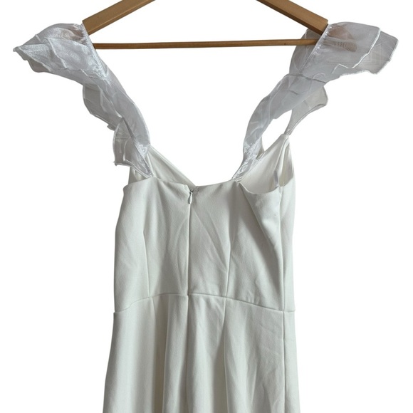 Lulu's Luxe Position White Ruffled Wide-Leg Jumpsuit Size XS NWT - Picture 8 of 17